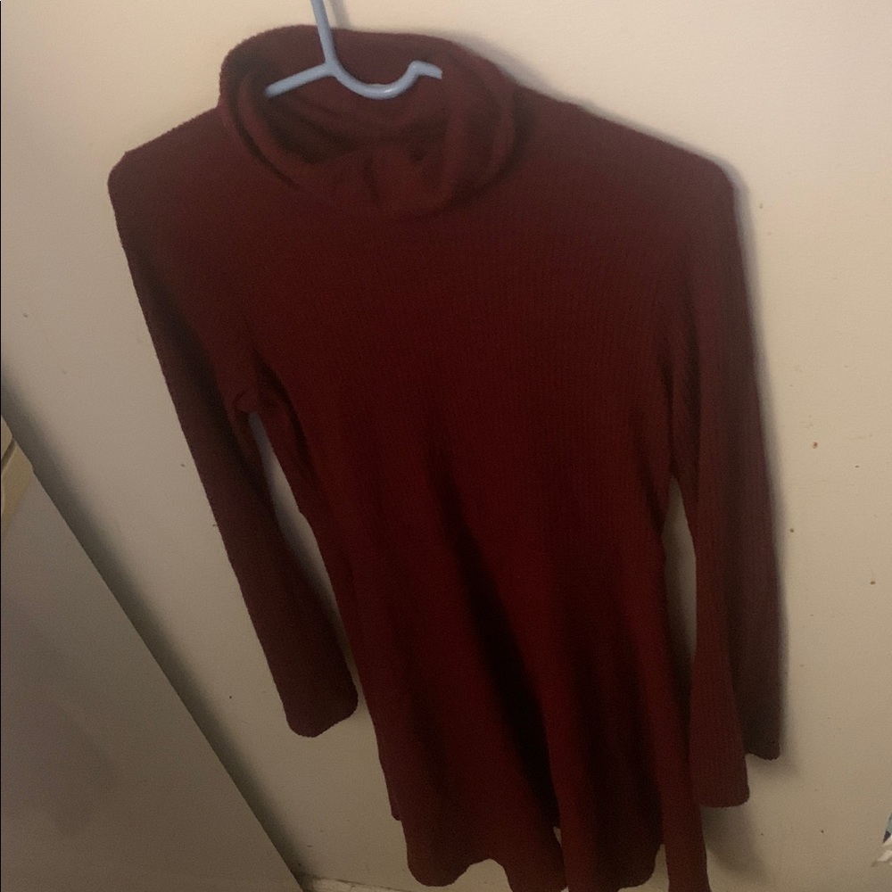 Modcloth Deep Red Knit Full Length Stretchy Soft Dress SZ Medium 😍
